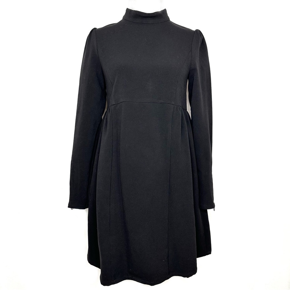 ASOS Maternity Black Long Puff Sleeve Mock Neck Dress Sz 4